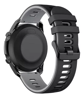 Pulseira Esportiva De Silicone 22mm Compativel Com Samsung Galaxy Watch 46mm R800 Gear S3 Classic Frontier Watch 3 45mm Gear 2 - Cor Preto Com Cinza