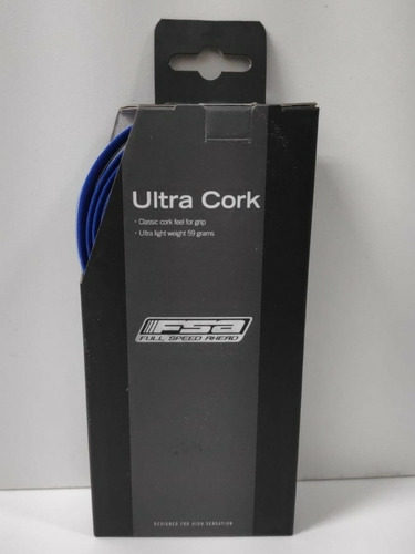 Fita De Guidão Speed Fsa Ultragel Cork Azul Logo Relevo