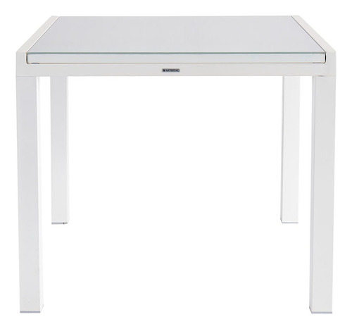 Mesa De Jardín Extensible De Aluminio Y Cristal Duradera Color Blanco