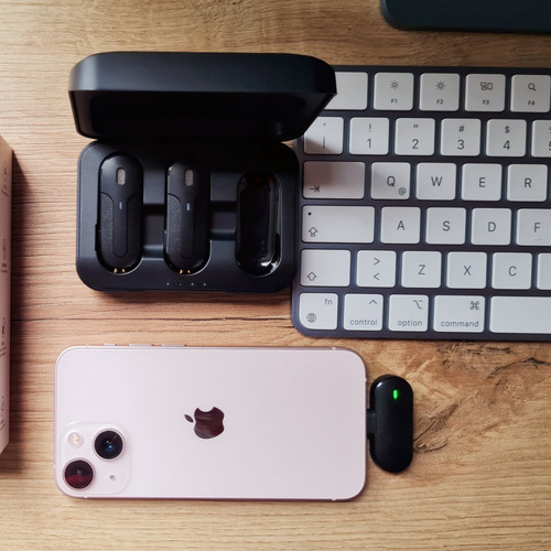 Imagen 5 de 10 de Micrófono Inalámbrico Dual De Solapa Para iPhone Con Estuche