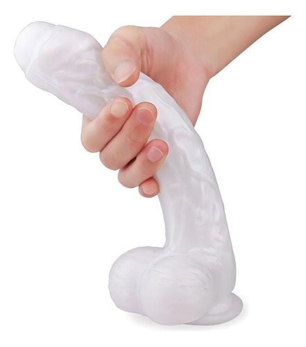 Dildo realista blanco de 19 x 3,5 cm Soft Scrotum Martin-S