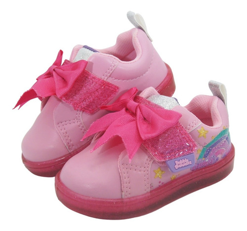 Tenis Velcro Niña Moño Bubble Gummers Maddi Bco/rosa 14-19