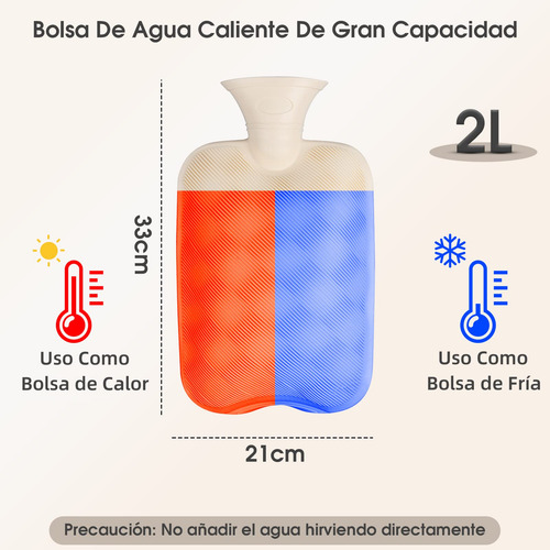 Bolsa De Agua Caliente 2 Litros Con Funda Suave 2 En 1