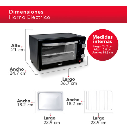 Rca Horno Eléctrico De Doble Resistencia (9 Litros) Rc-9l