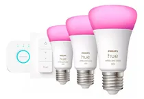 Comprar Philips Hue Kit De Inicio 3 Focos Inteligentes Rgb + Dimmer
