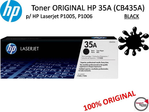 Toner Original Hp 35a (cb435a)  P/ Hp Laserjet  /  Negro