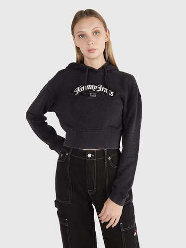 Sudadera Negra Con Logo Bordado De Mujer Tommy Hilfiger