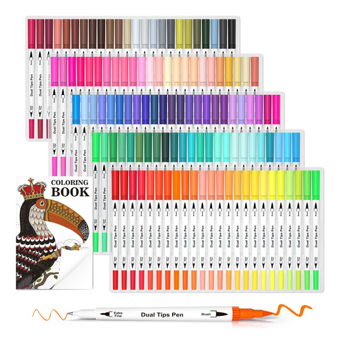 Lelix 120 Colores Rotuladores Doble Punta Con Pincel, Con Un