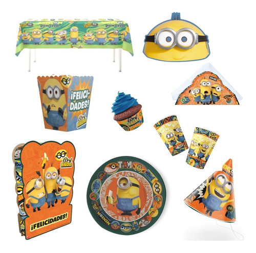 Combo Minions X 20 Chicos Mi Villano Favorito Piñata Platos 