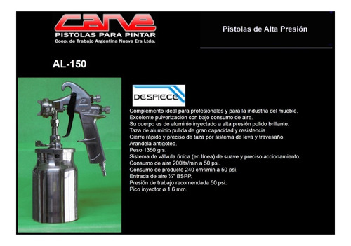 Pistola Para Pintar Alta Presión Cane Al 150 Especial