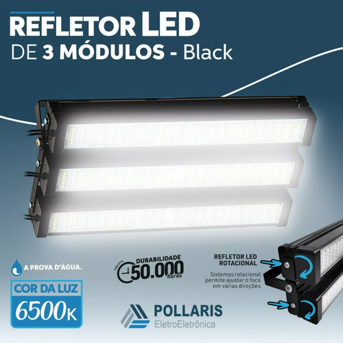 Refletor De Led Bivolt Com 3 Módulos Iluminação Externa