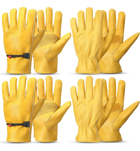 Guantes De Trabajo De Piel Vacuno Hombre, Elásticos, A...