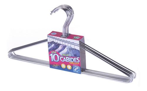 Kit 10 Cabides Tintureiro Resistente Aço Cromado Arthi