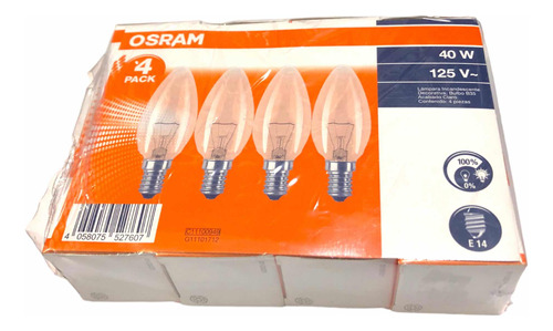 Pack 4x Foco Incandescente Decorativo Osram 120v B35 E14 40w