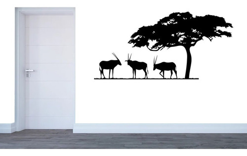 Vinilo Decorativo Cabras Arbol Africa 58x120cm