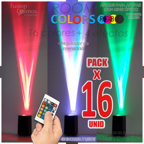 Imagen 1 de 10 de  Bañador Led Efectos Color Full Rgb 3w Lente Óptico Pack X16