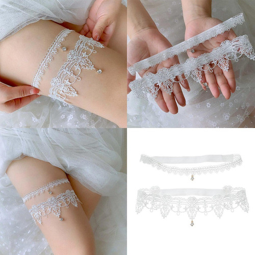 Conjunto De Liguero De Novia Con Volantes Blanco M .