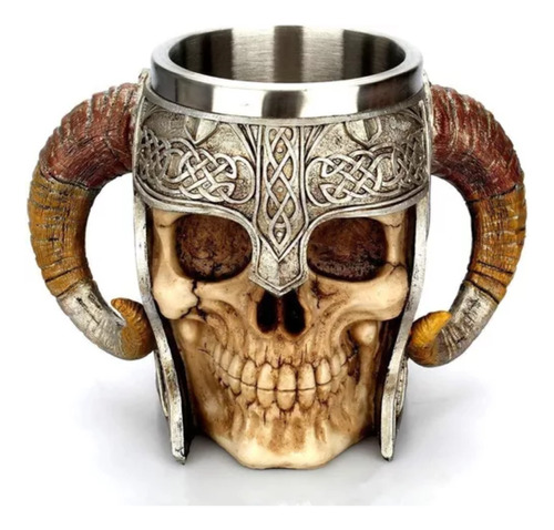 Taza Vikinga Calavera Nórdica Cerveza Café Té Jarra