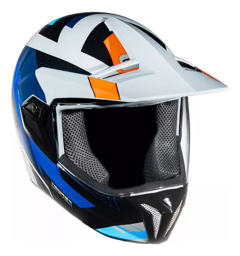 Capacete Bieffe Moto 3sport React Cinza Azul Tamanho 58 Mais Viseira Fumê