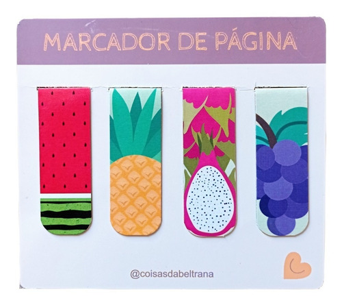 Kit 4 Marcadores De Páginas Magnéticos Exclusivos Frutas
