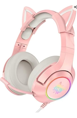 Auriculares Para Juegos K9 Con Orejas De Gato Color Rosa