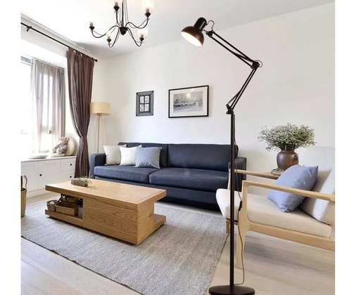 Luminária Chão Articulada Metal Lustre Coluna Abajur 1,90m
