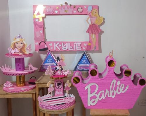 Piñata Barbie Selfie Cotillón Centro De Mesa Nombre 