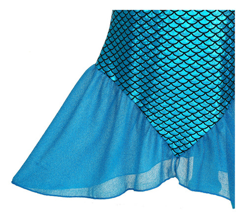 Vestido Azul De Princesa Sirena Para Niña Para Halloween B