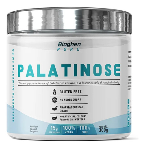 Palatinose Bioghen Carboidrato Baixo Índice Glicêmico 300g Sabor Sem Sabor