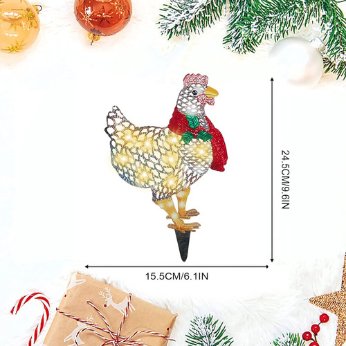 Bufanda De Luz De Navidad De Metal, Adorno De Pollo, Decorac