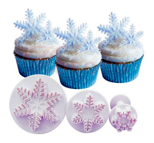 Set Cortadores Copos De Nieve Frozen Para Fondant