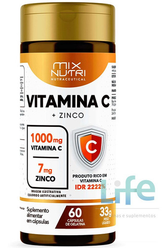 Vitamina C E Zinco | 60 Caps | 30g | Mixnutri