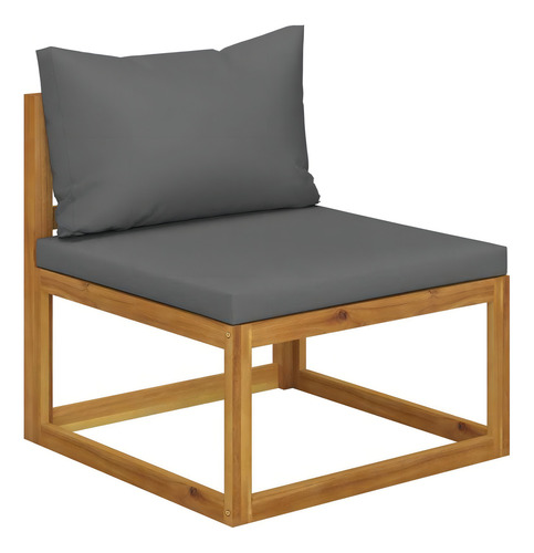 Sala Lounge De Jardín De 6 Pza De Madera De Acacia M3 Color Gris