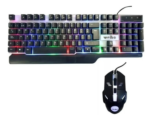 Combo Gamer Teclado Con Ñ + Mouse Óptico Usb Con Luz Wb-550