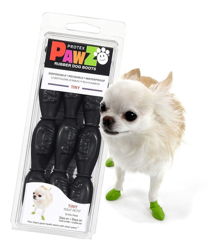 Pawz Botas Para Perros, Impermeables, Tiny, Negro