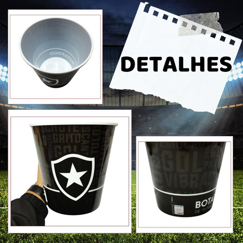 Balde Para Pipoca Grande 2,5l Time Escudo Botafogo