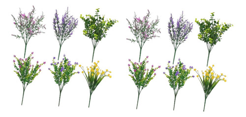 12 Piezas De Flores Artificiales Bouquet Faux Para Centro De