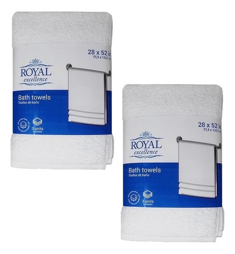 6 Toallas Para Baño Royal - 71x 132 Cm - 500gr 100% Algodón 