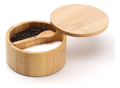 Caja De BambĂș Kitchendao Para Sal Y Pimienta Con Cuchara