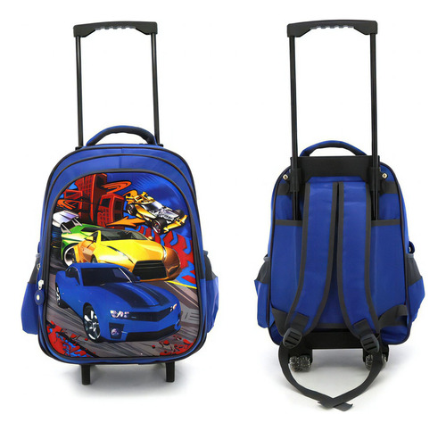 Mochila 3d Carro Carrito Ruedas Escolar Primaria Nena Nene