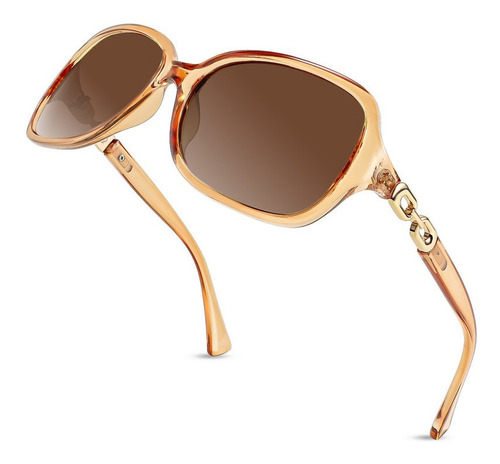 Lentes De Sol Feisedy Vintage Polarizados Uv400 Para Mujer Armazón Beige Diseño Ocean
