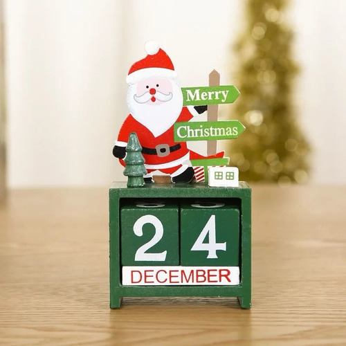 Calendario Perpetuo Cubos Navidad Decoración Navideña Madera