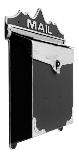 Imagen 2 de 3 de Buzon Antique Color Negro Con Gris Grabado Mail 1000 Chico