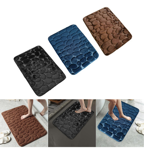 3 Alfombrillas De Baño Con Efecto 3d De Adoquines,