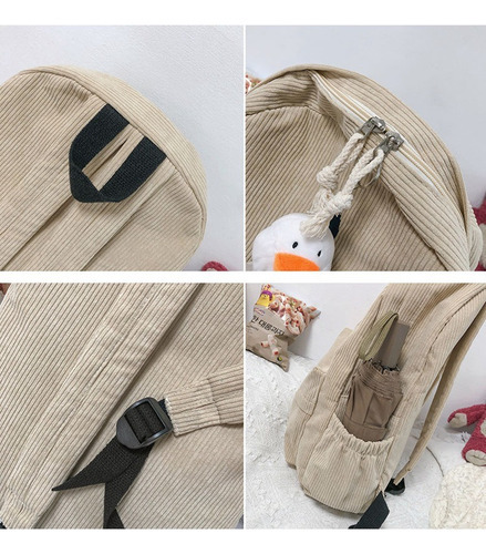 Mochila De Pana De Color Liso Dulce Casual Versátil Moda Color Blanco