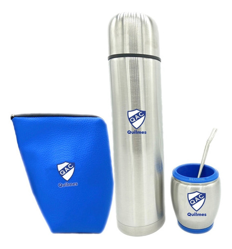 Termo, Mate Y Funda Con Grabado Color  Quilmes Atletico Club