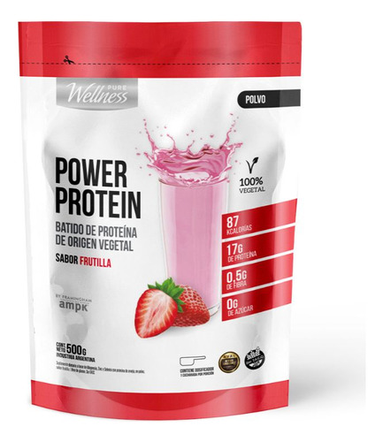 Proteína Vegetal Pure Wellness Power Protein Frutilla 500 G