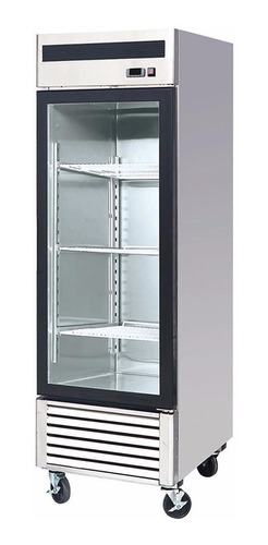 Heladera Exhibidora Vertical Gastronomica Acero Inox 600 Lts Color Gris