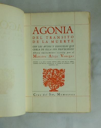 Agonía Del Tránsito De La Muerte, Con Los Avisos Y Consuelos (Usado)