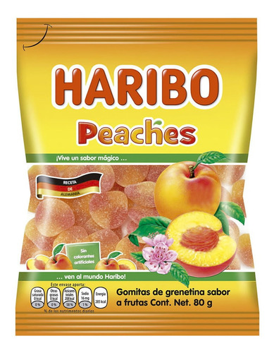 Imagen 1 de 1 de Haribo Gomitas Peaches 80g